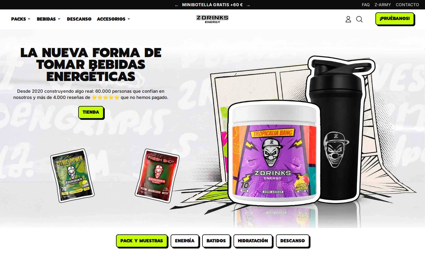 zetadrinks.com homepage screenshot