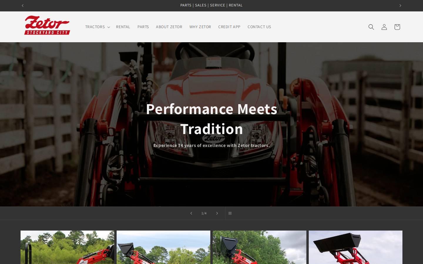 zetortractor.com homepage screenshot