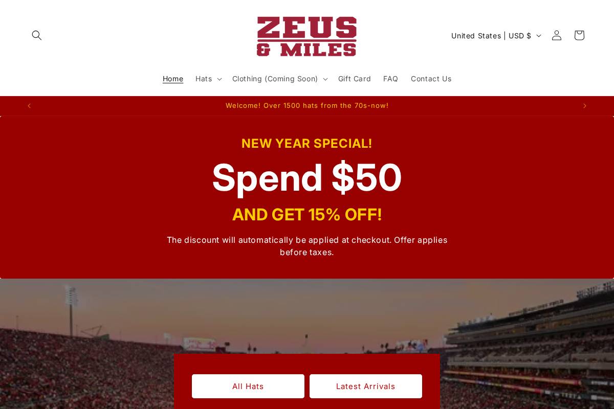 zeusandmiles.com homepage screenshot