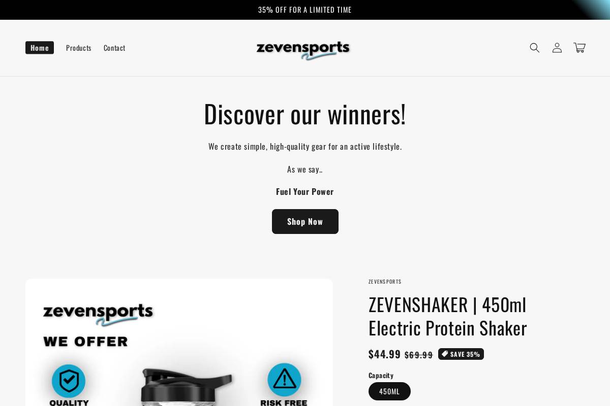 zevensports.com homepage screenshot