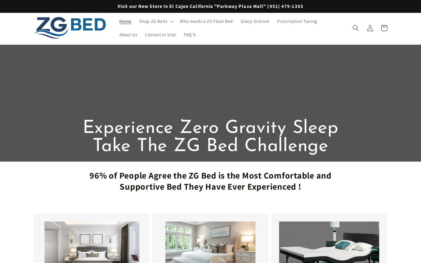 zgbeds.com homepage screenshot