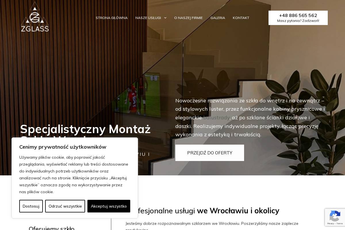Specjalistyczny Montaż Szkła Wrocław ZGlass homepage screenshot