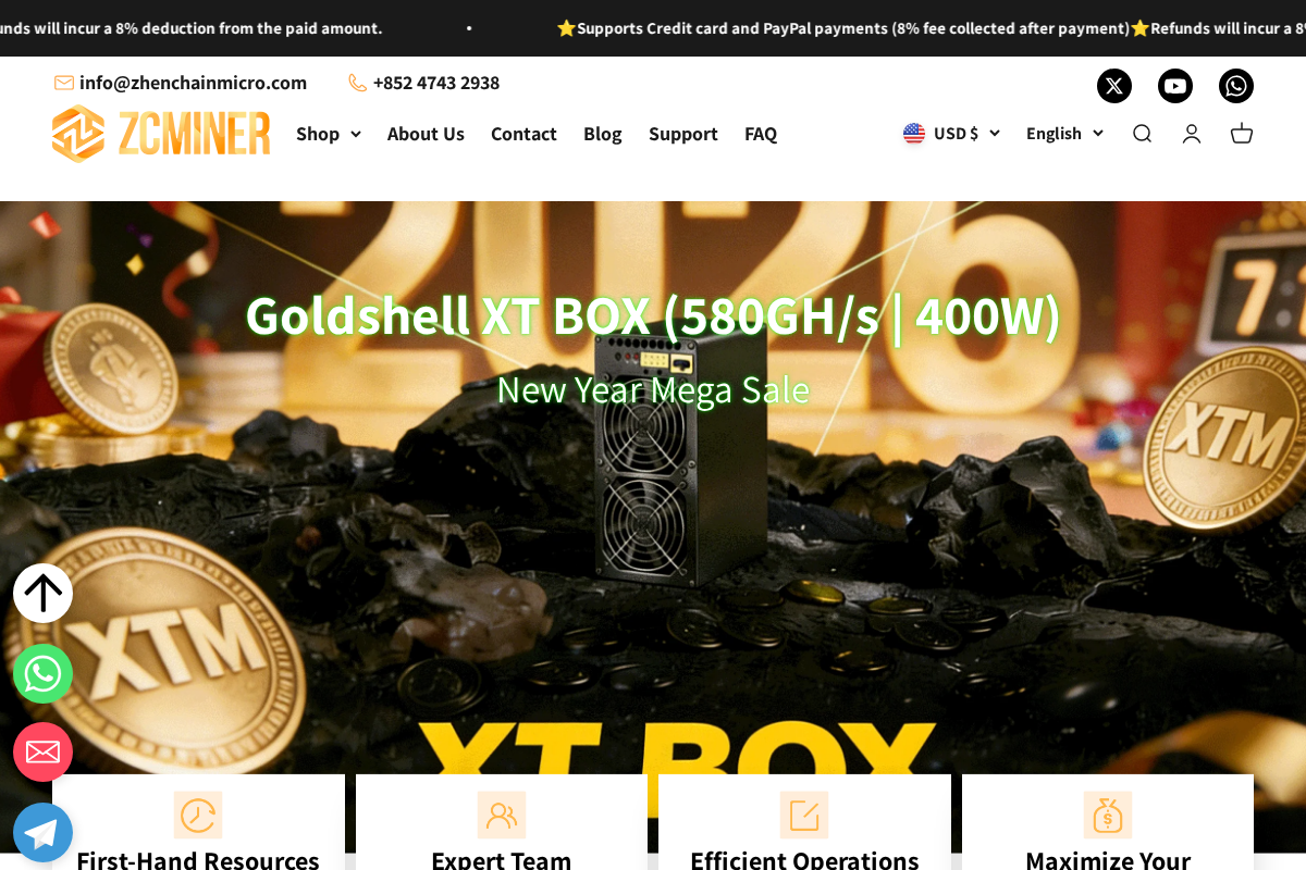 ZC MINER homepage screenshot
