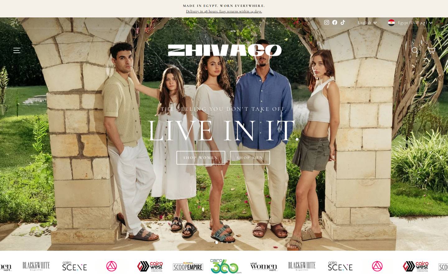 zhivagoeg.com homepage screenshot