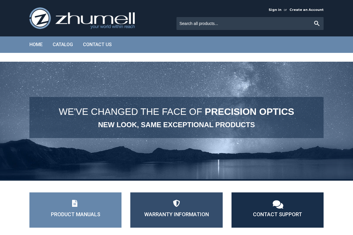 Zhumell homepage screenshot