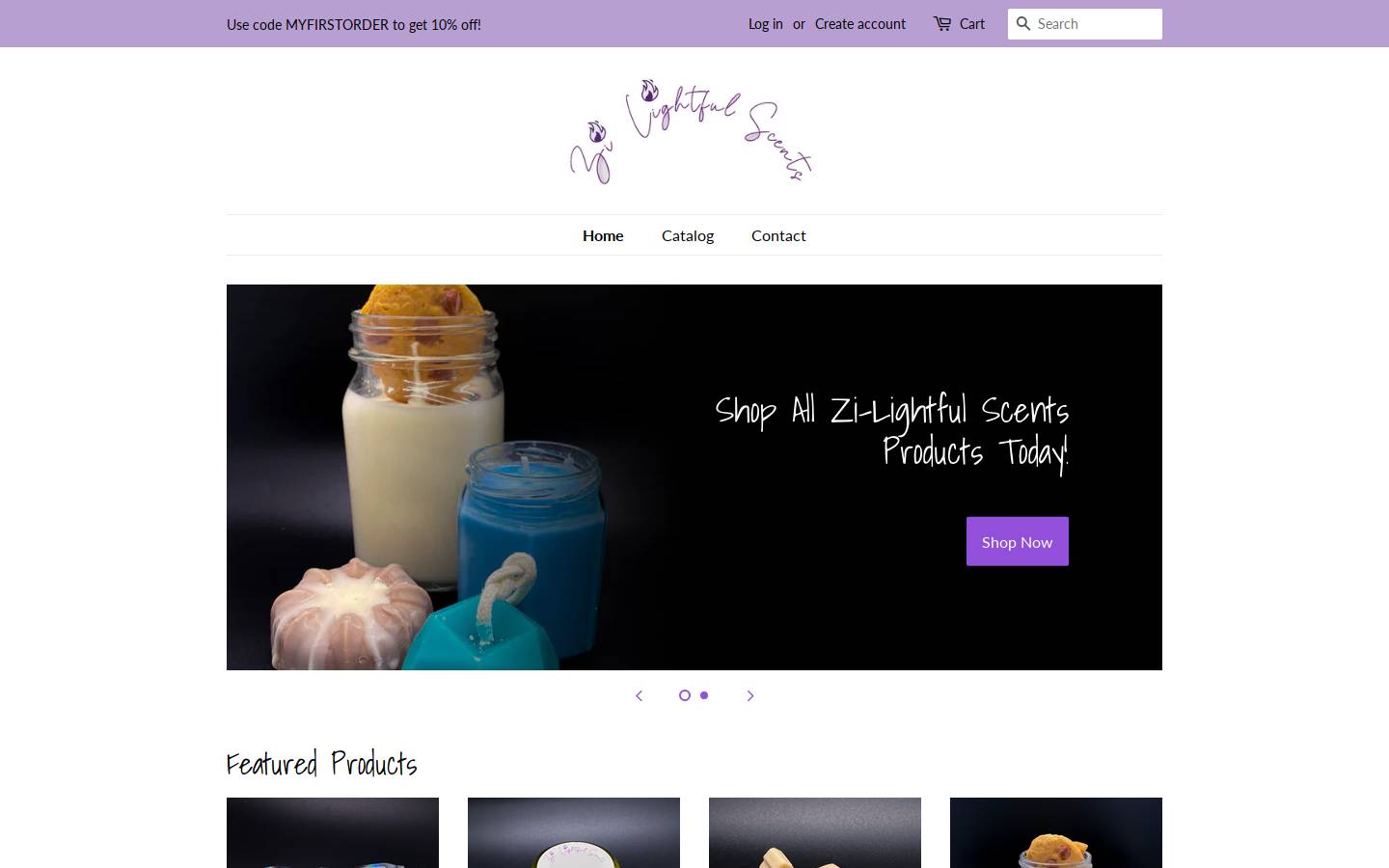 zi-lightfulscents.com homepage screenshot