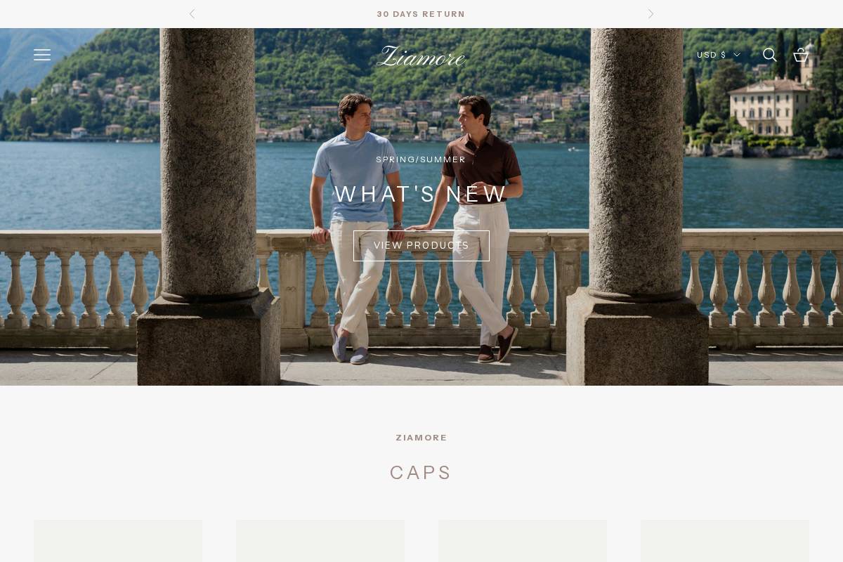 Ziamore homepage screenshot