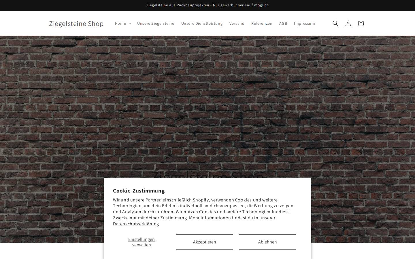 ziegelsteine-shop.de homepage screenshot
