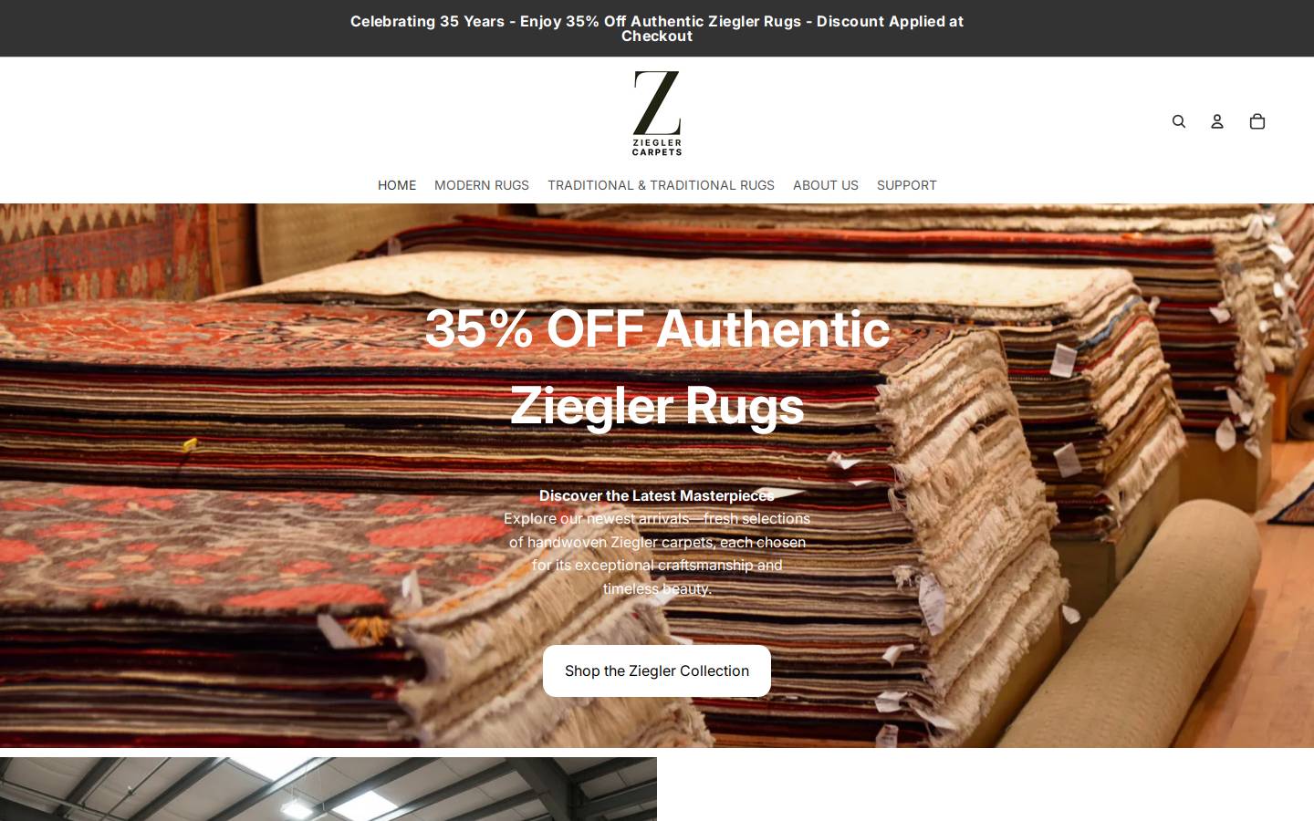 zieglercarpets.com homepage screenshot
