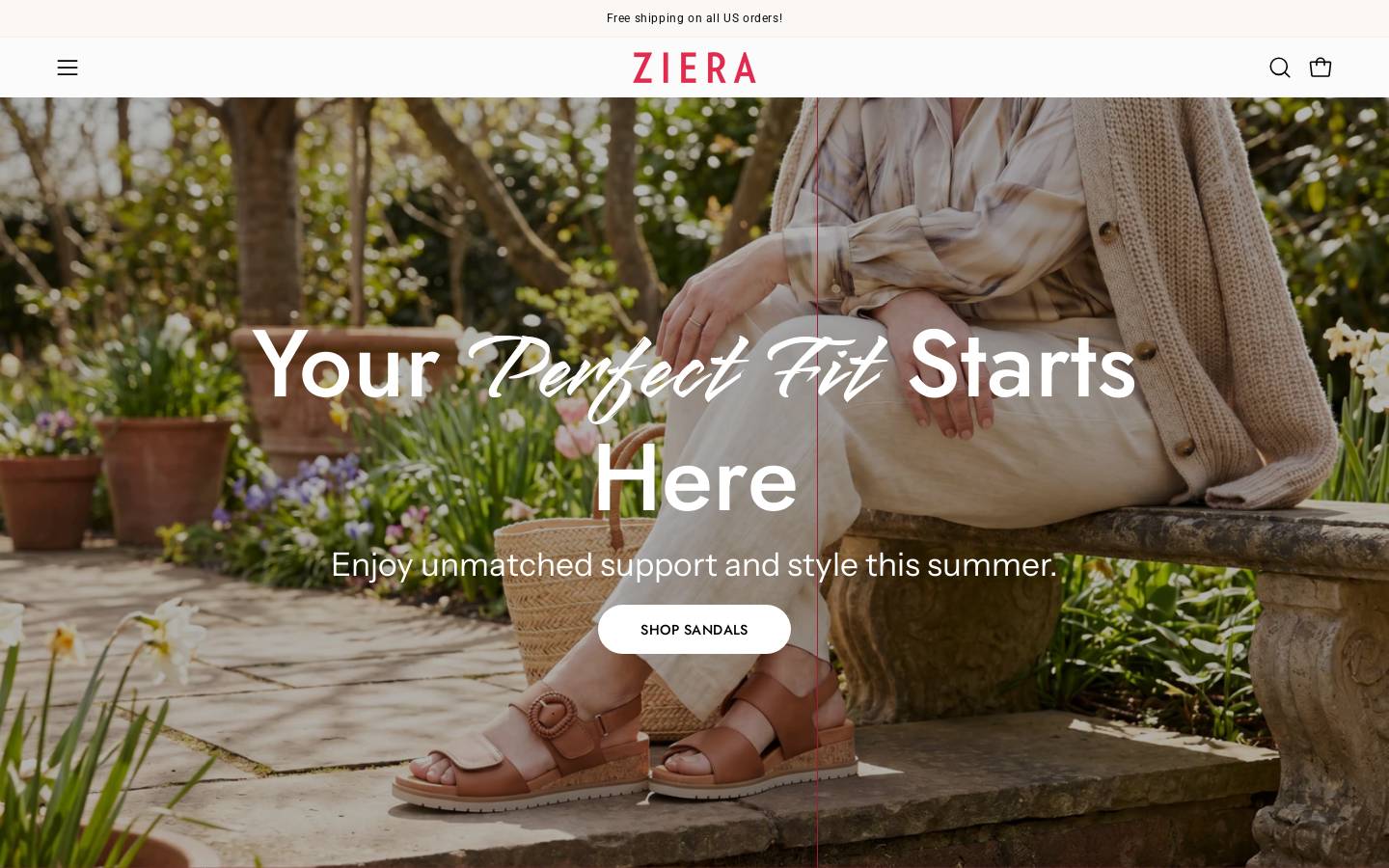 zierashoes.us homepage screenshot