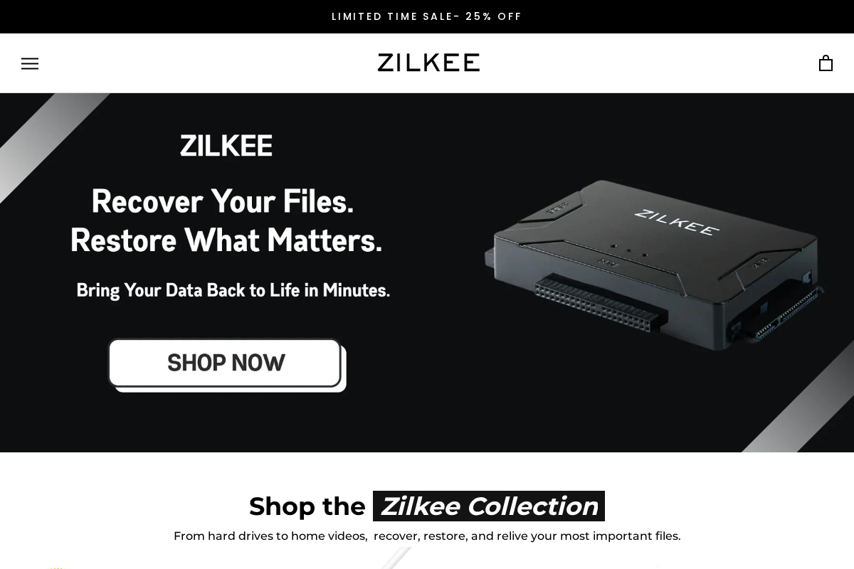 Zilkee homepage screenshot