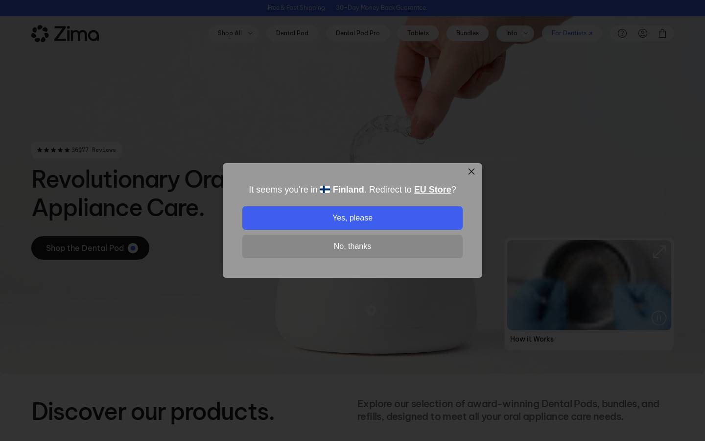 Zima Dental homepage screenshot