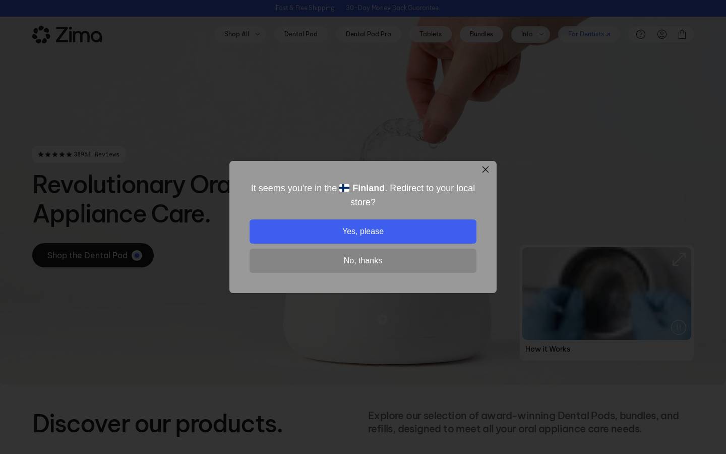 Zima Dental homepage screenshot