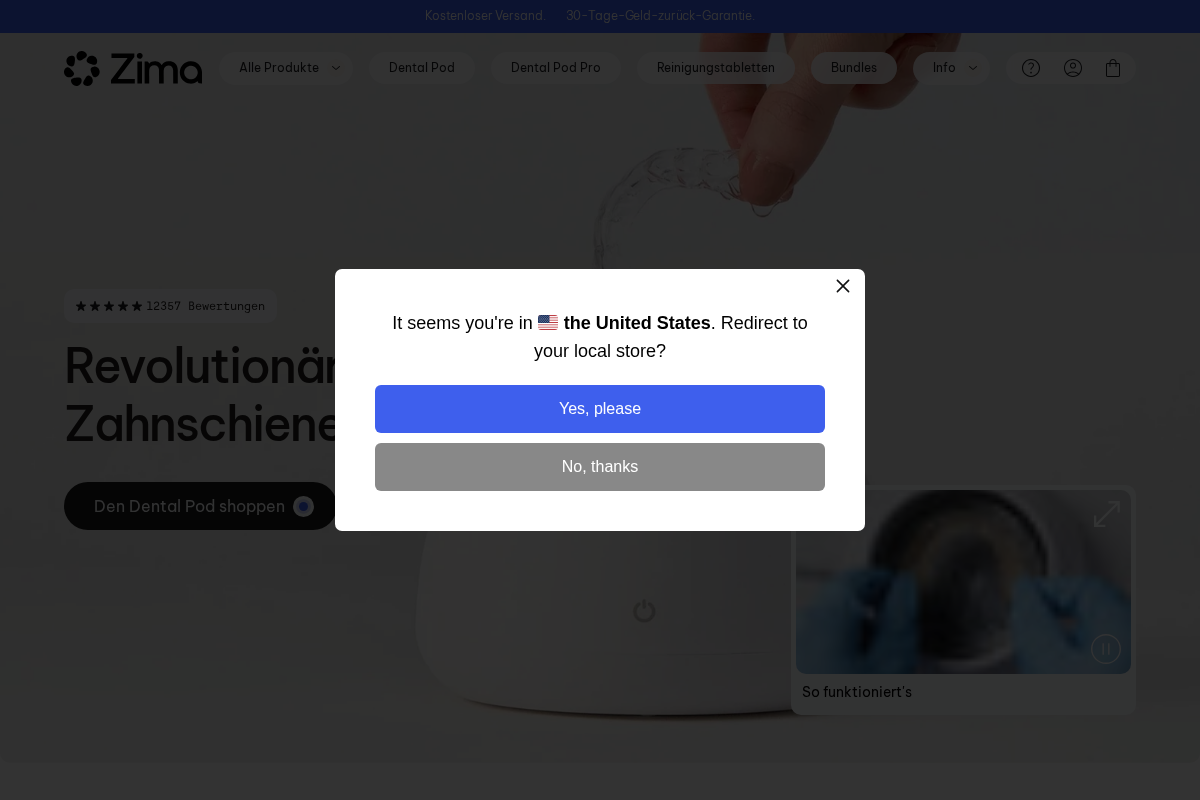 Zima Dental homepage screenshot