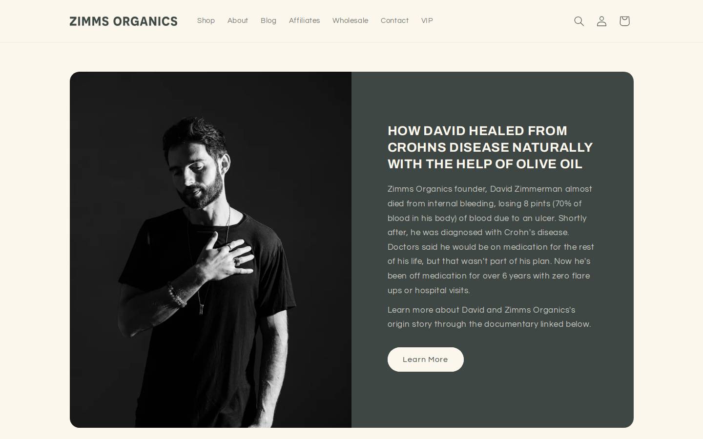 zimmsorganics.com homepage screenshot