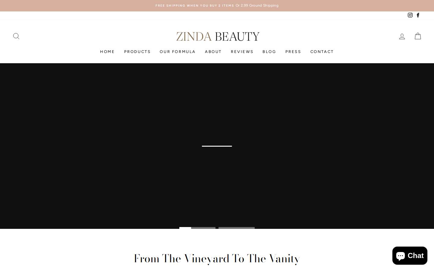 zindabeauty.com homepage screenshot