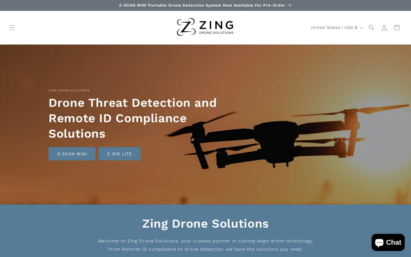 zingdrones.shop homepage screenshot