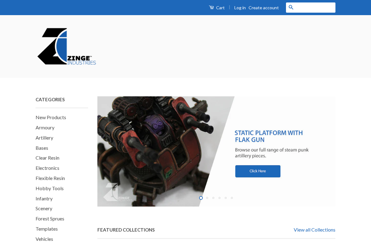 Zinge Industries homepage screenshot
