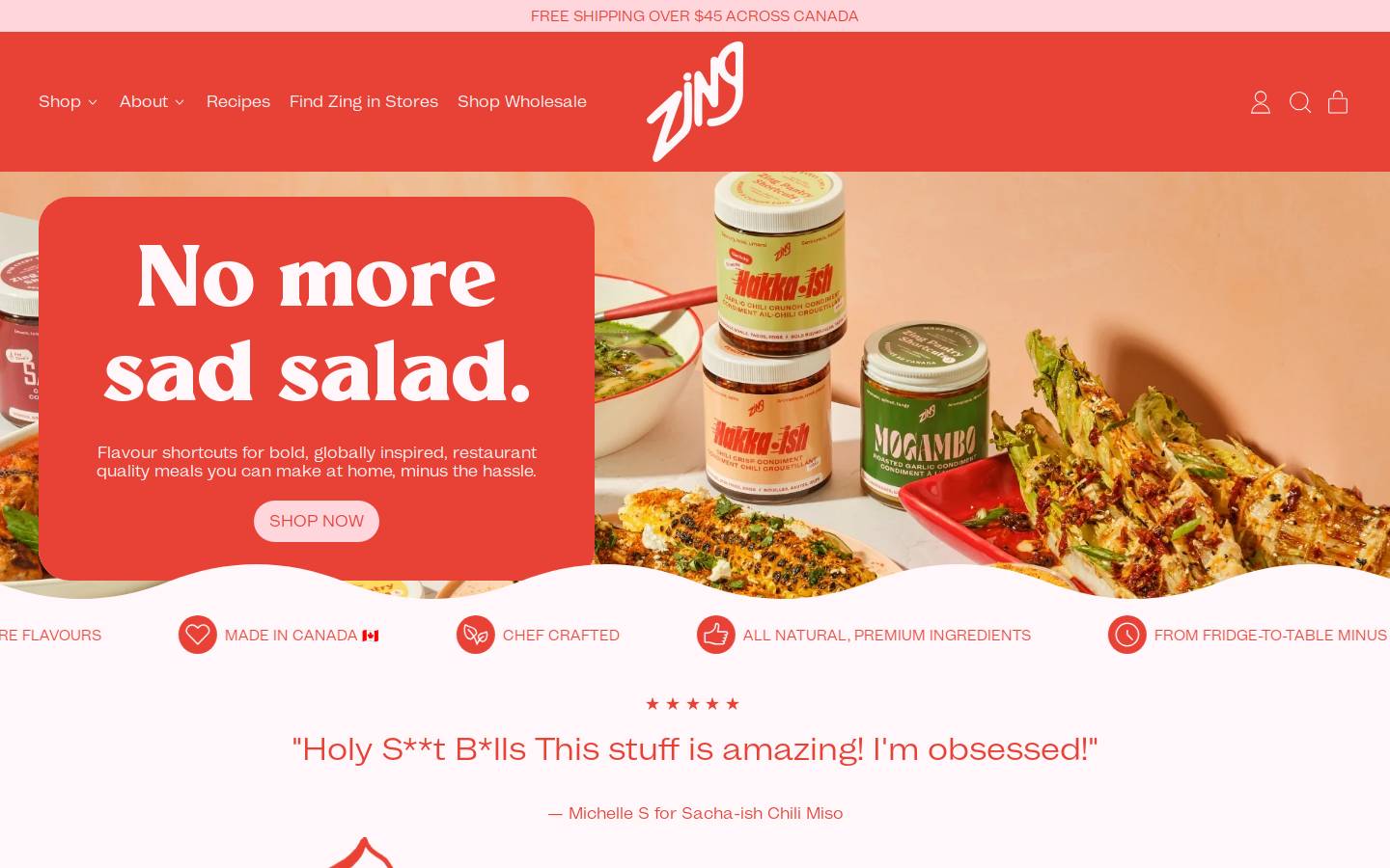 zingsauce.com homepage screenshot
