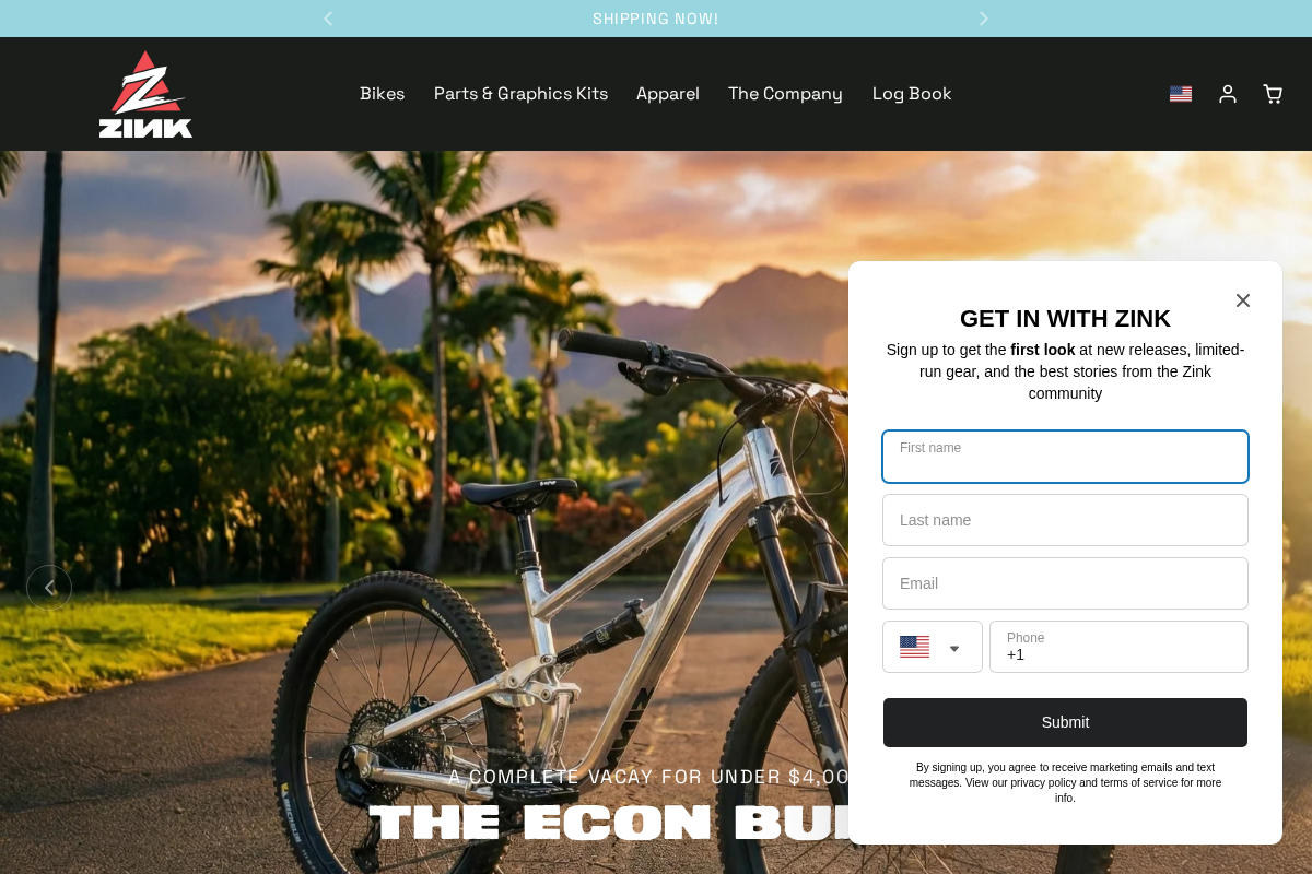 zink.com homepage screenshot