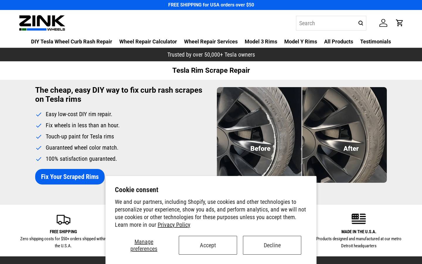 zinkwheels.com homepage screenshot