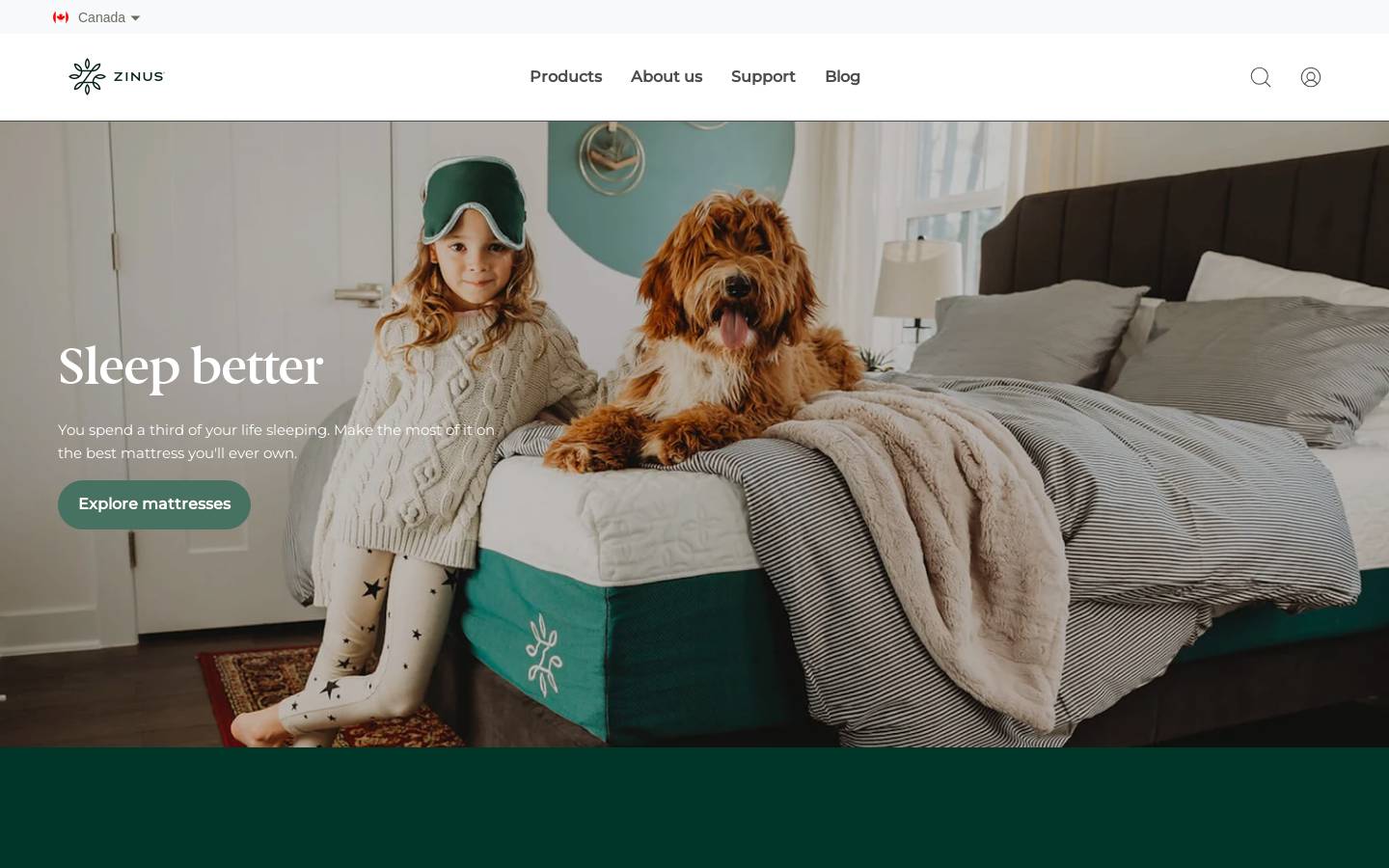 Zinus Inc. homepage screenshot