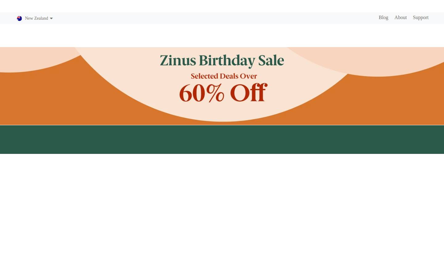Zinus NZ homepage screenshot