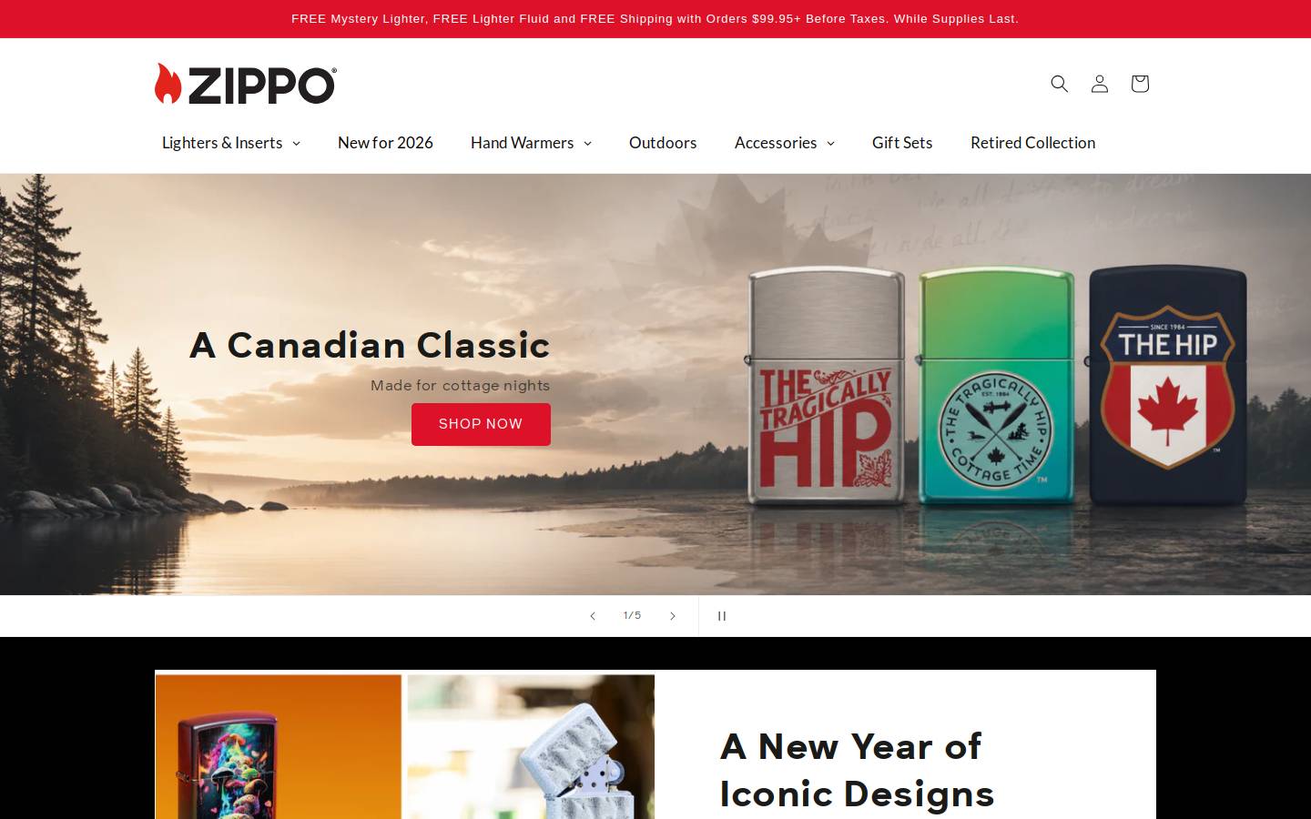 Zippo homepage screenshot