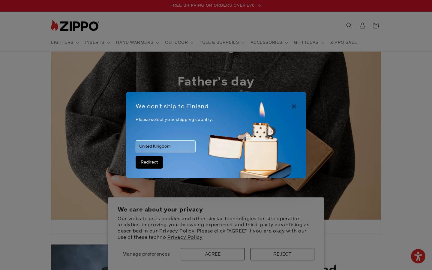 Zippo homepage screenshot