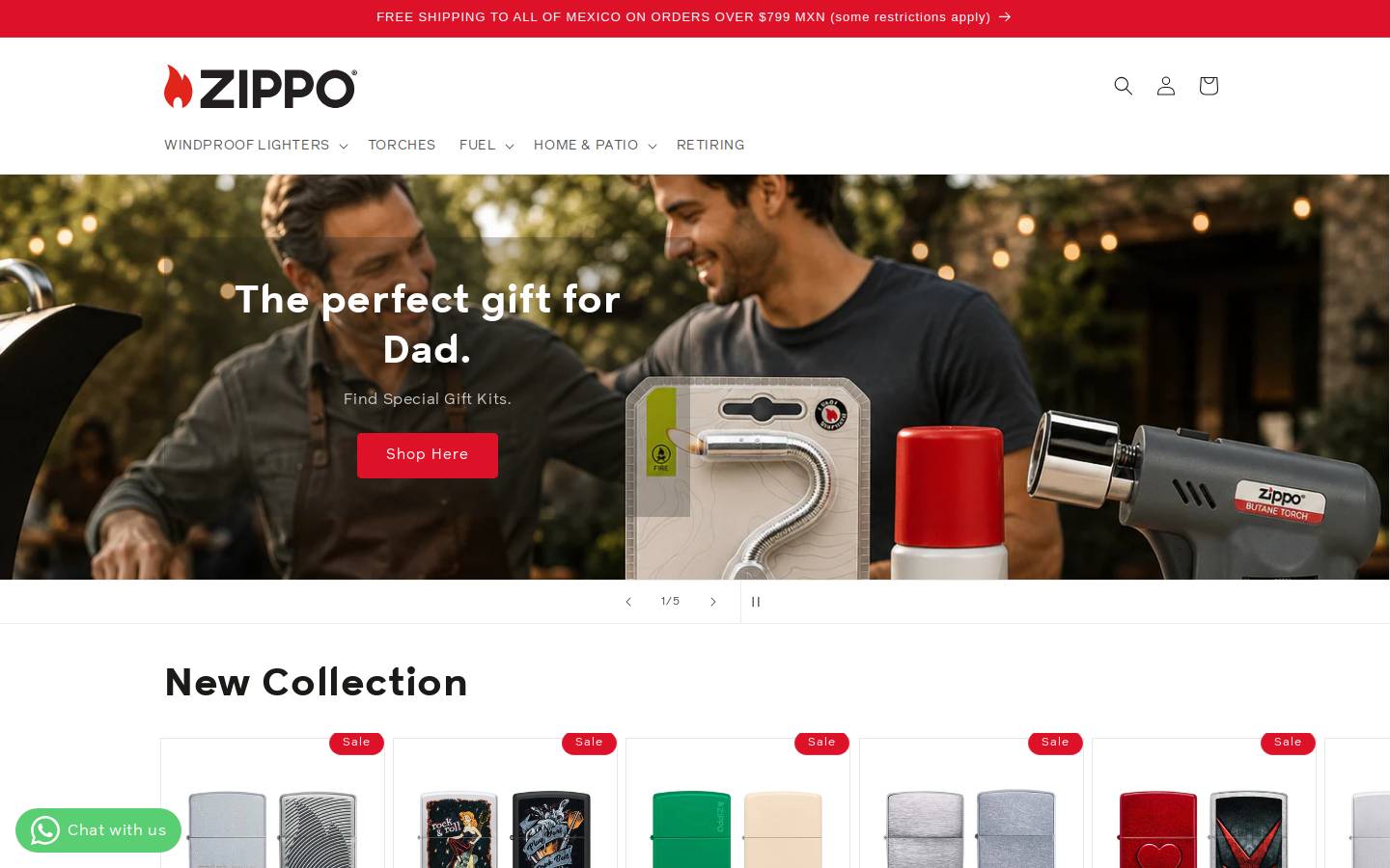 Zippo homepage screenshot