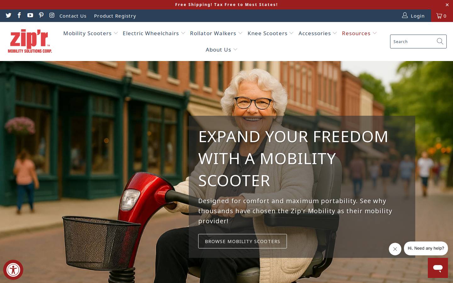 Zipr Mobility homepage screenshot