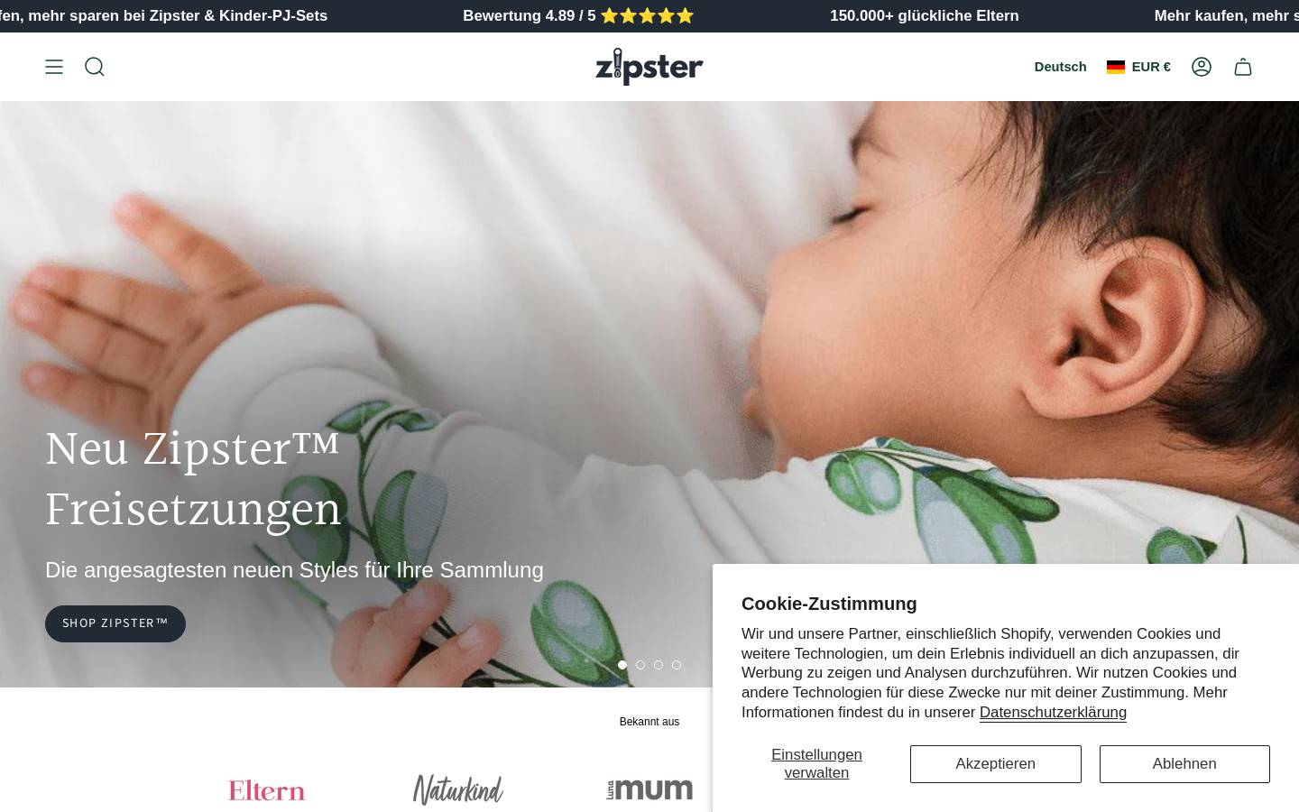 Zipster homepage screenshot