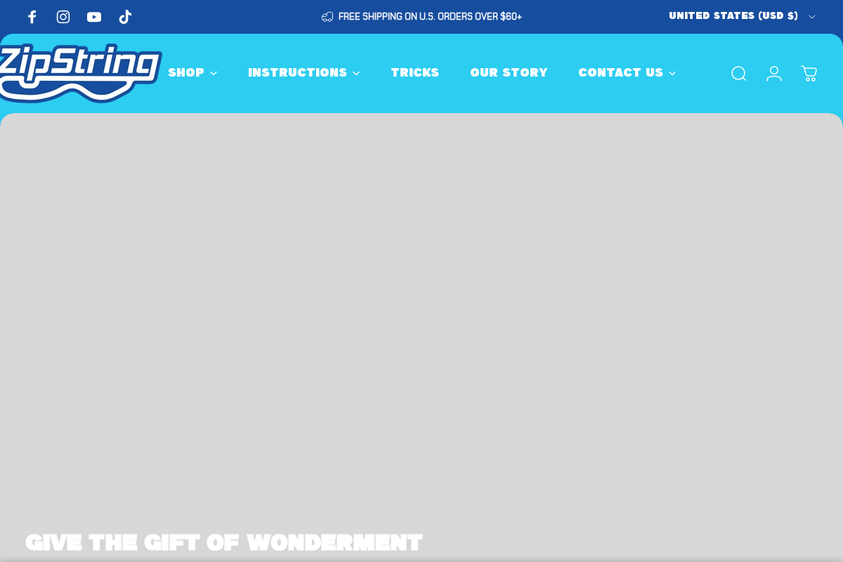 Zipstring homepage screenshot