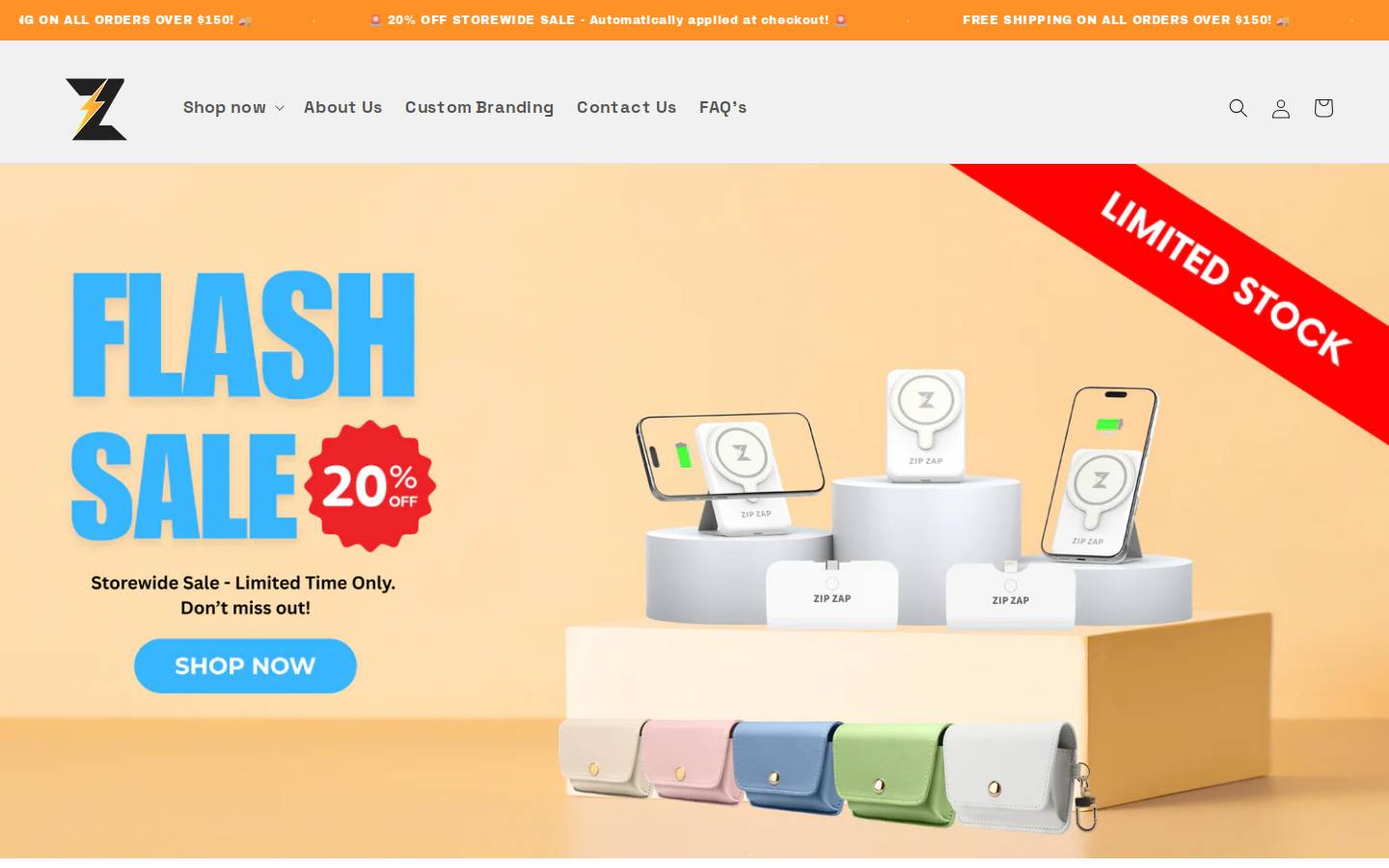 zipzapchargers.com homepage screenshot