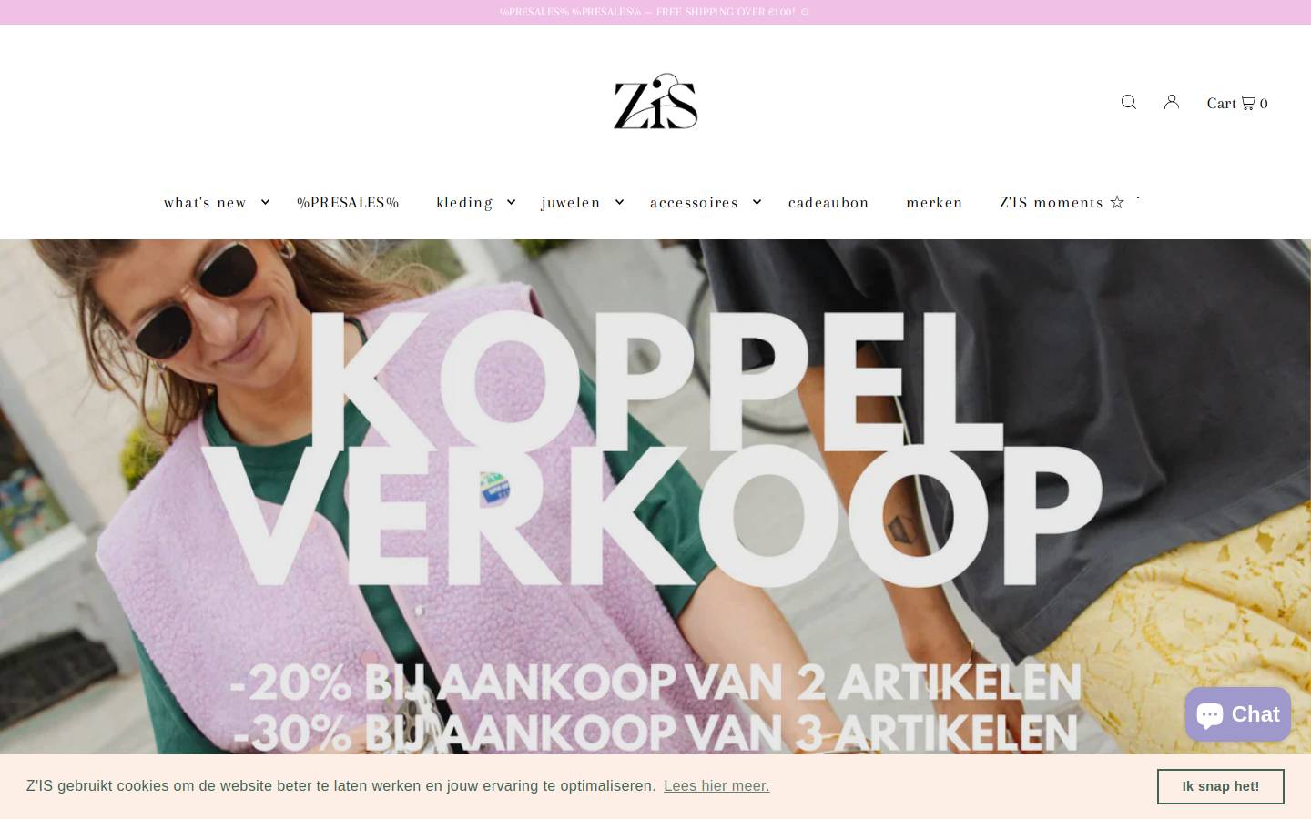 zisstore.be homepage screenshot