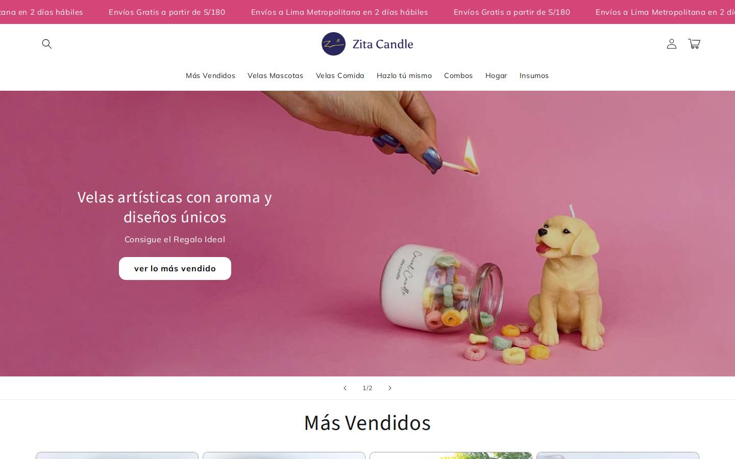 zitacandle.com homepage screenshot