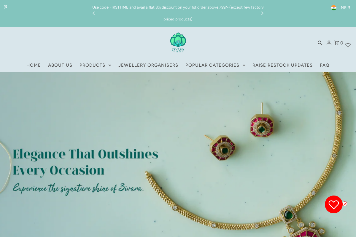 Zivara Fashion homepage screenshot