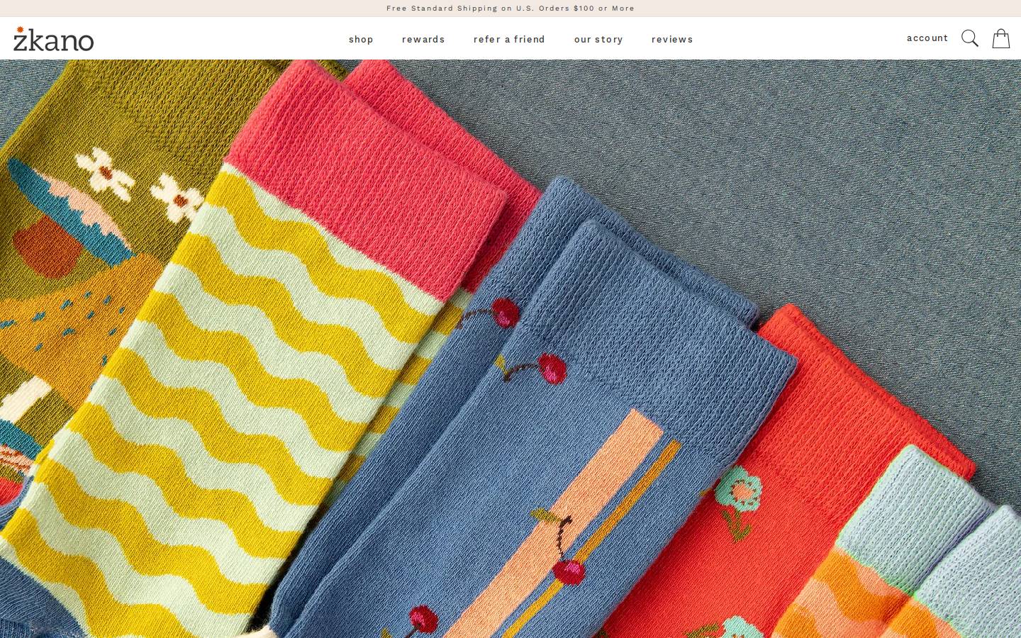 zkanosocks.com homepage screenshot