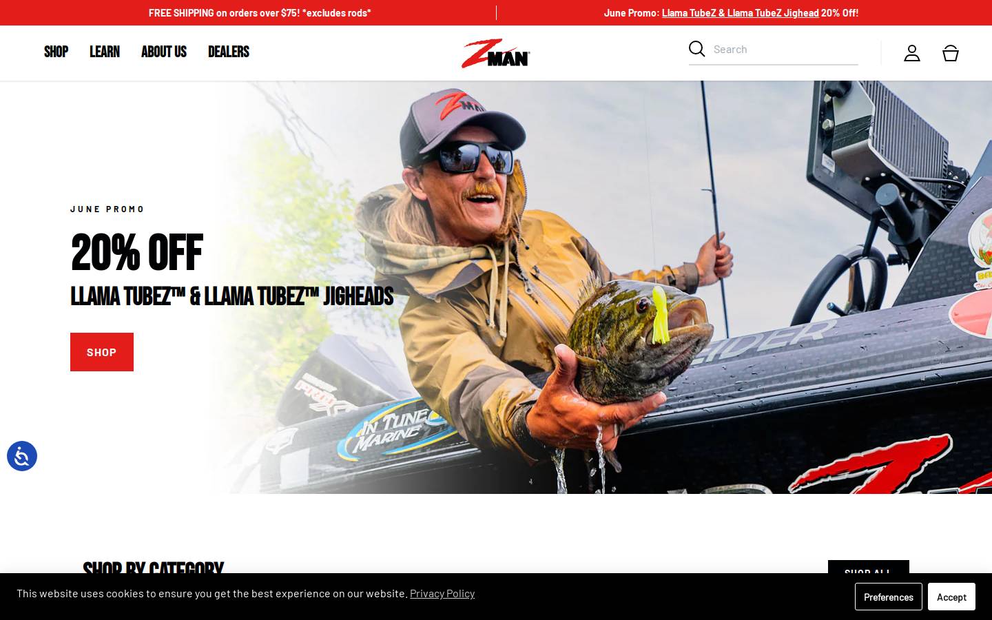 zmanfishing.com homepage screenshot