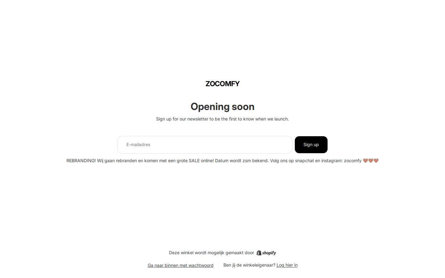 ZO COMFY homepage screenshot