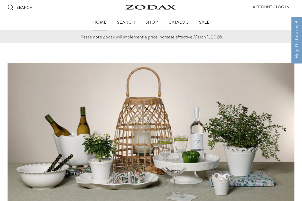 Zodax Online homepage screenshot