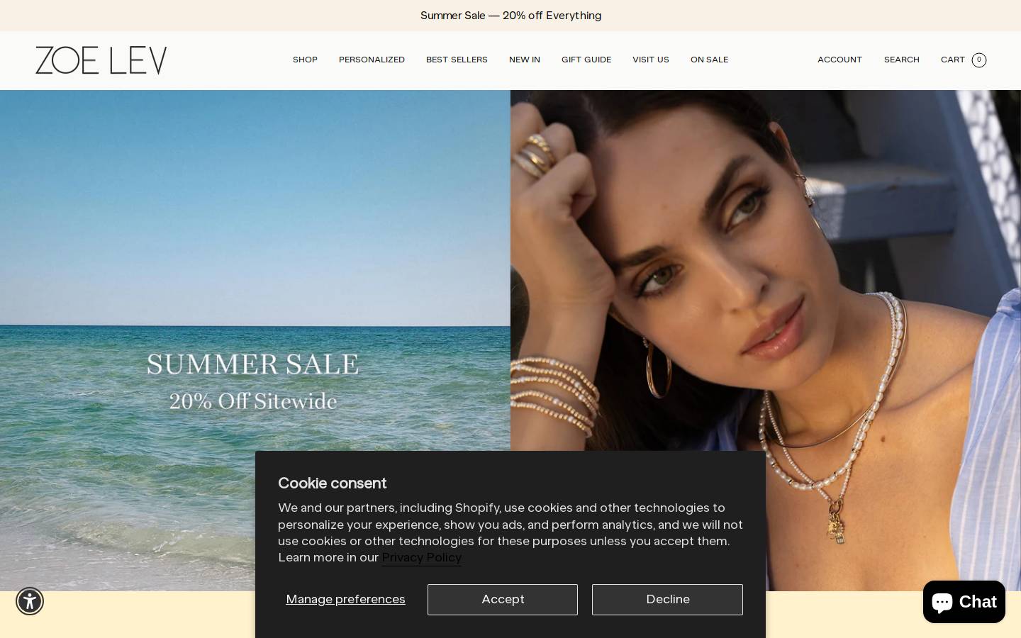 Zoe Lev Jewelry homepage screenshot