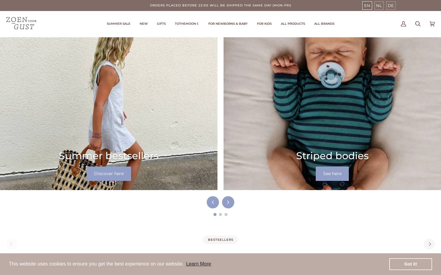 Zoen voor Gust homepage screenshot