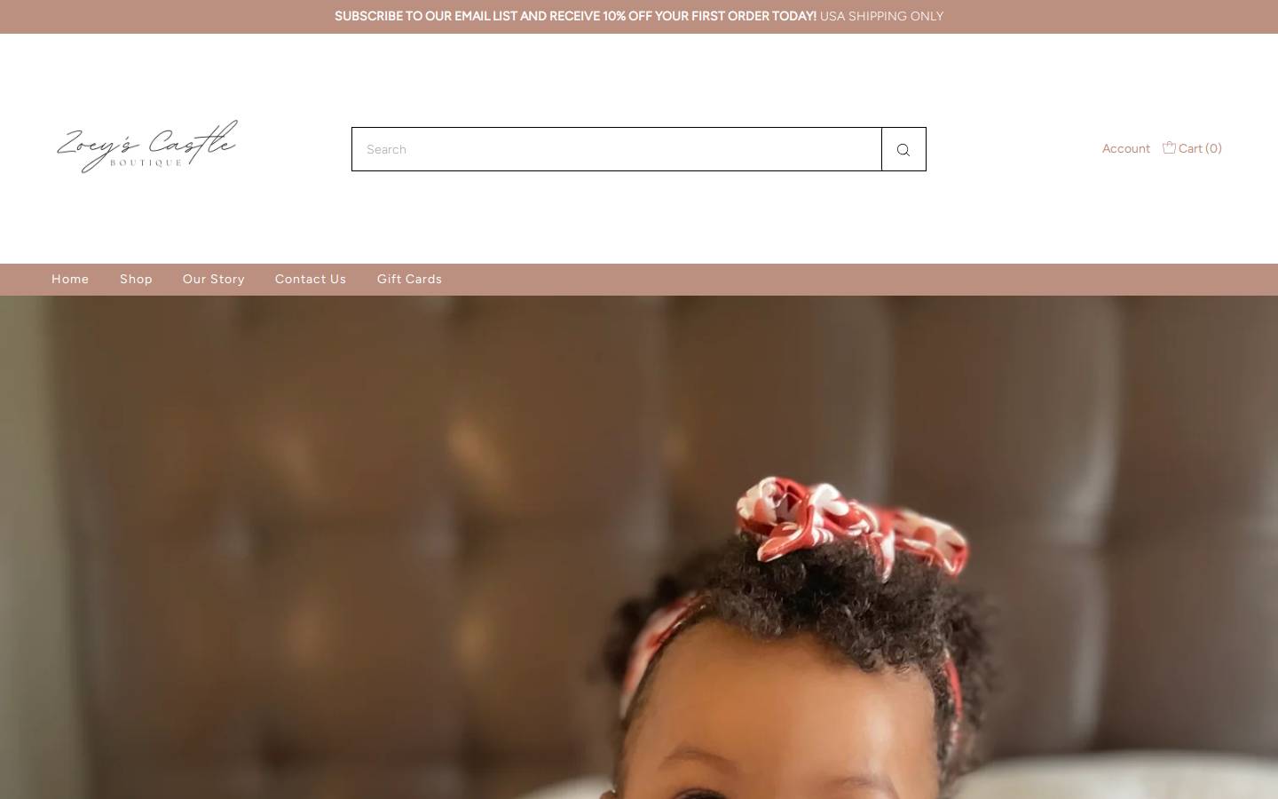 zoeyscastleboutique.com homepage screenshot