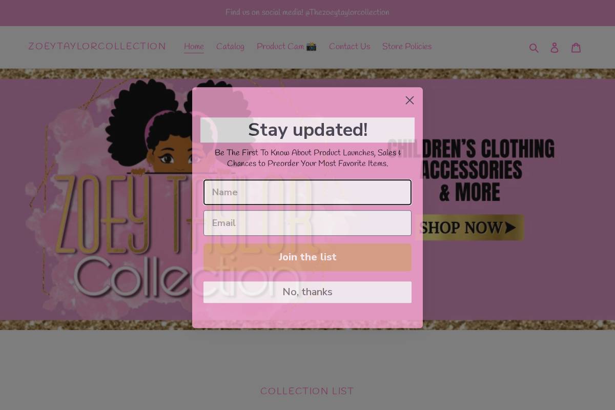 zoeytaylorcollection.com homepage screenshot