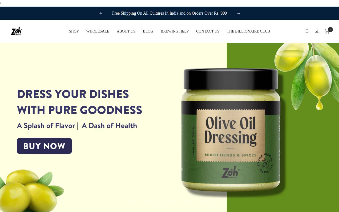 zohprobiotics.com homepage screenshot