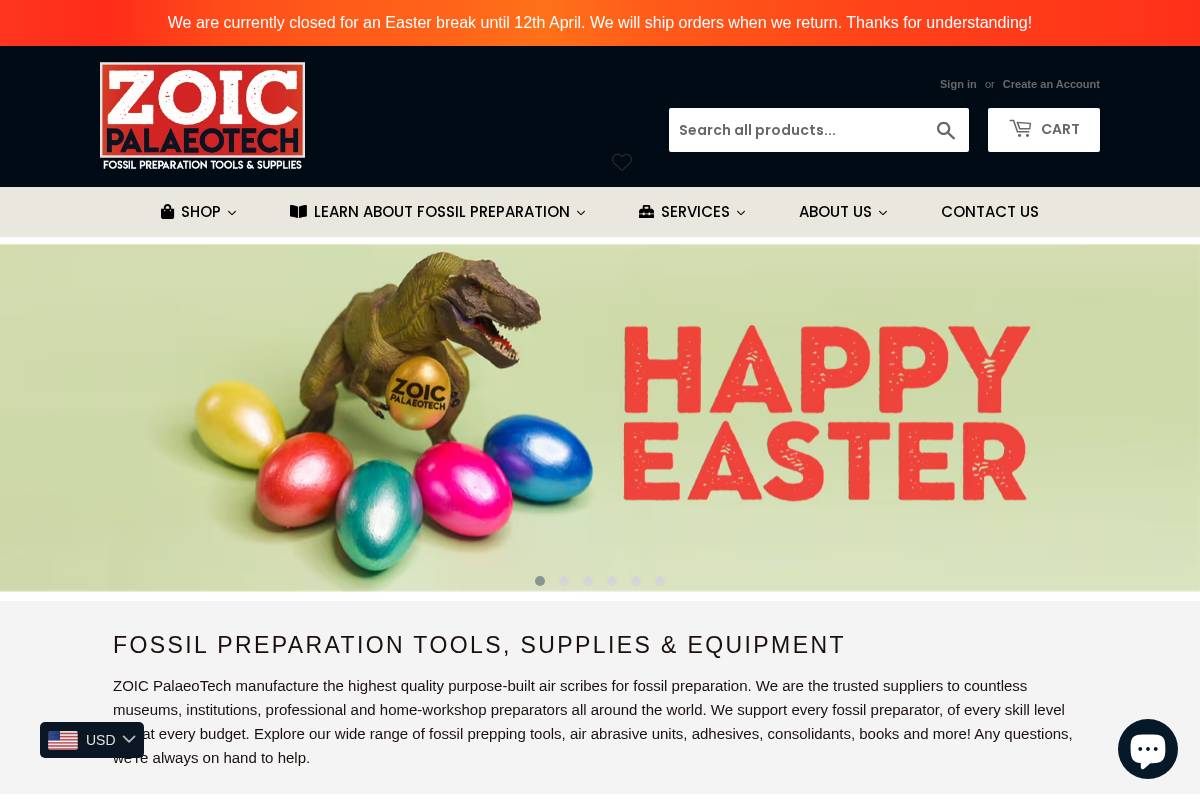 Zoicpaleotech homepage screenshot