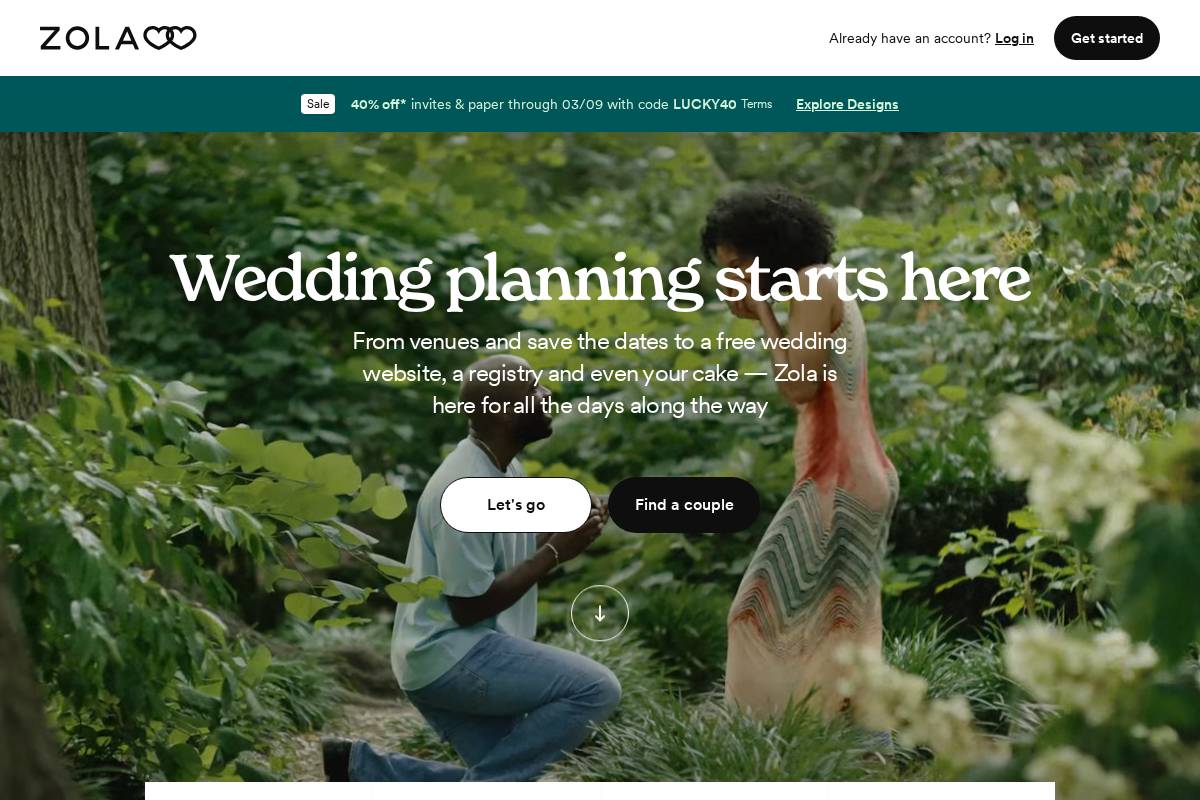 Zola homepage screenshot