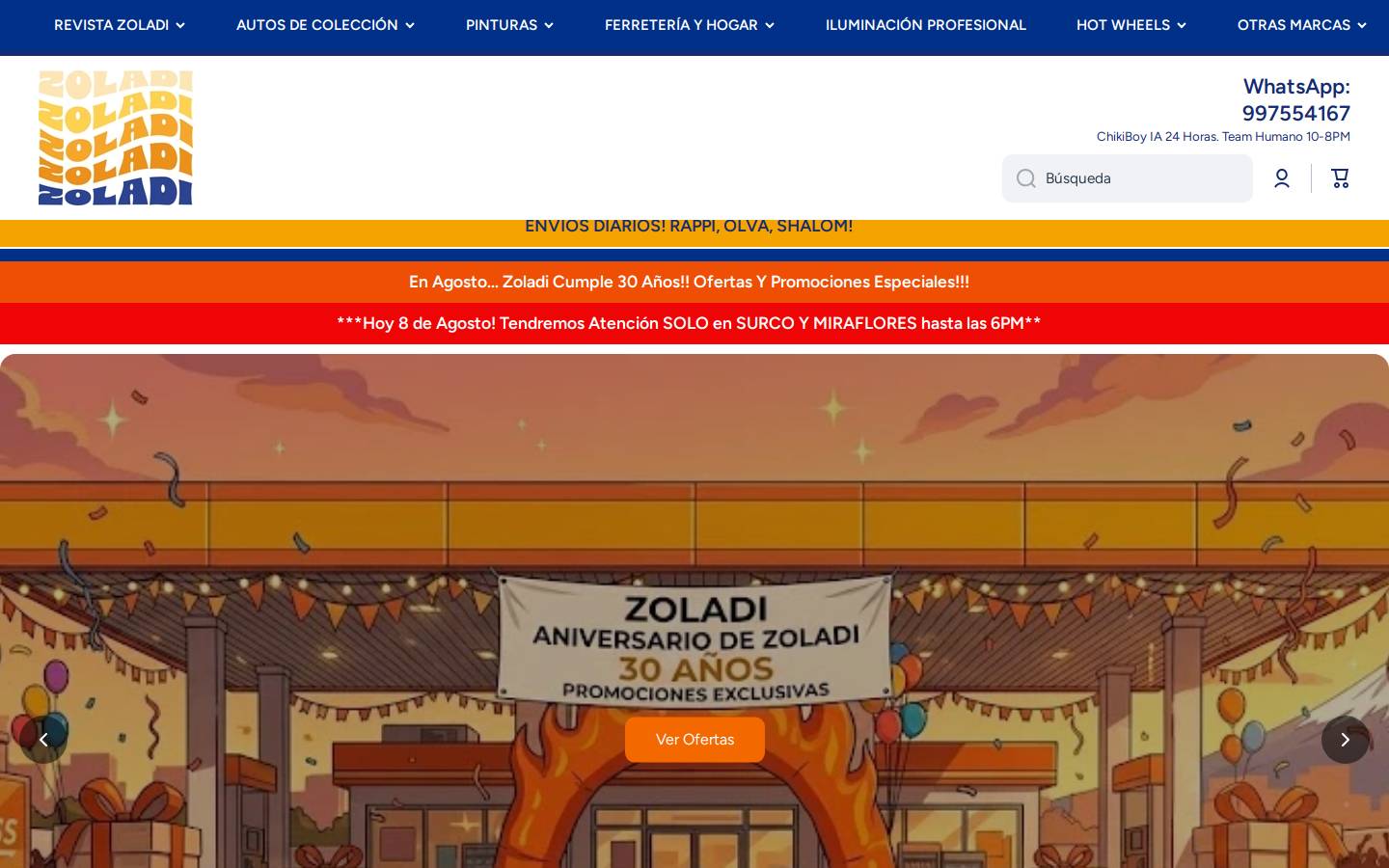 zoladi.com homepage screenshot