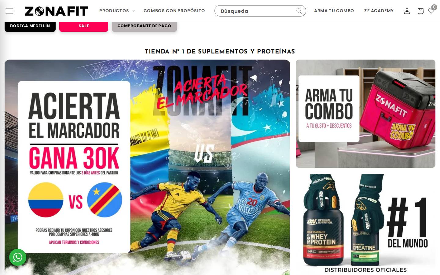 zonafit.co homepage screenshot
